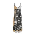 Tricolor Litho Girl Slip Dress Maxi