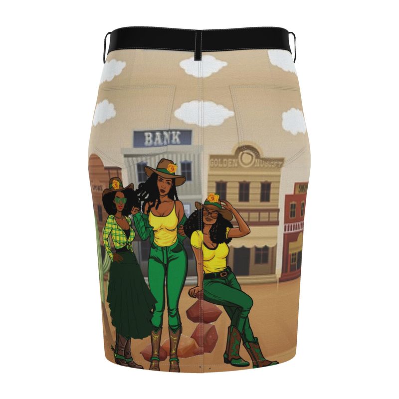 Girl Friends Forever Western Denim Midi Skirt